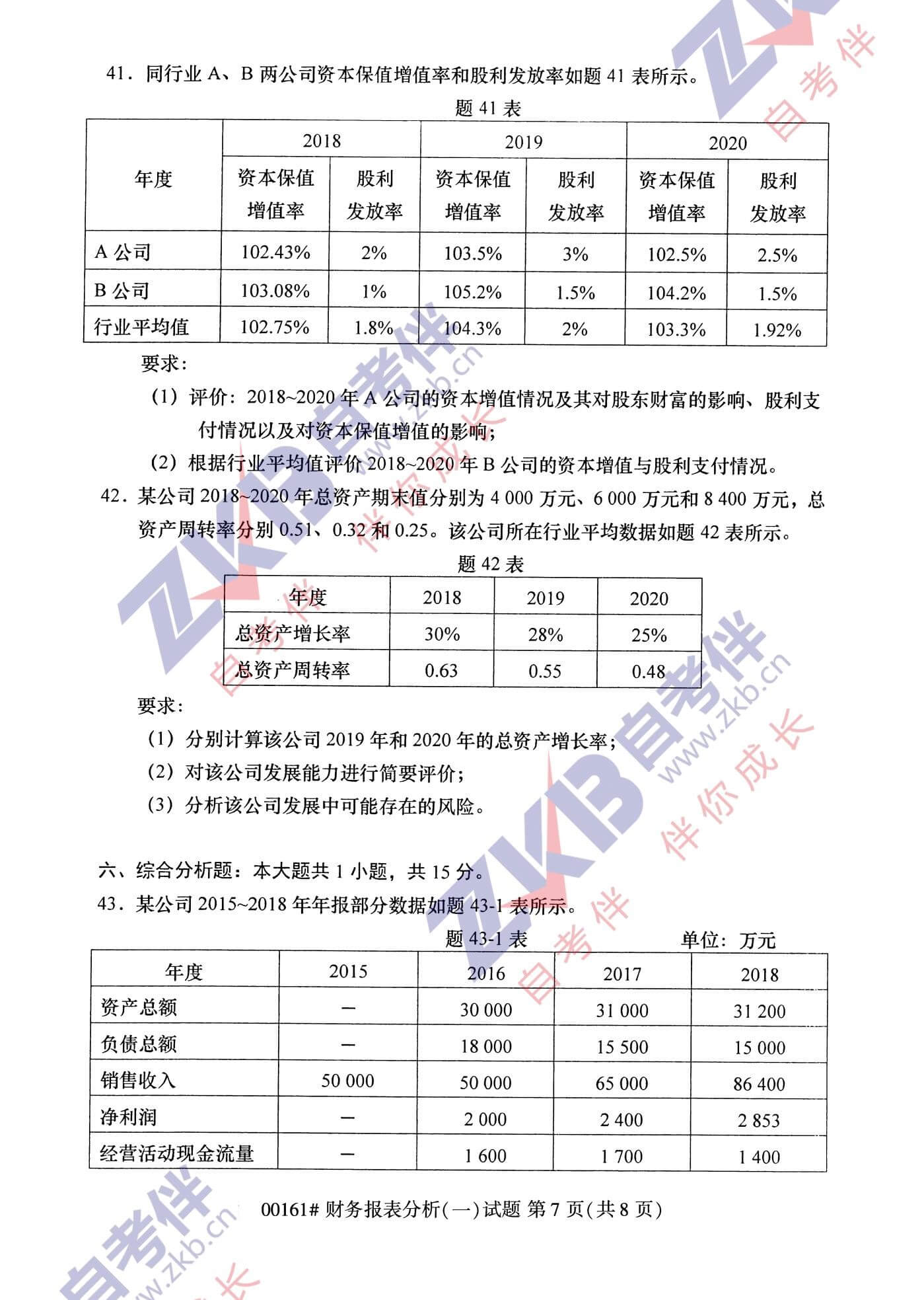 2021年10月福建自考00161财务报表分析(一)试卷